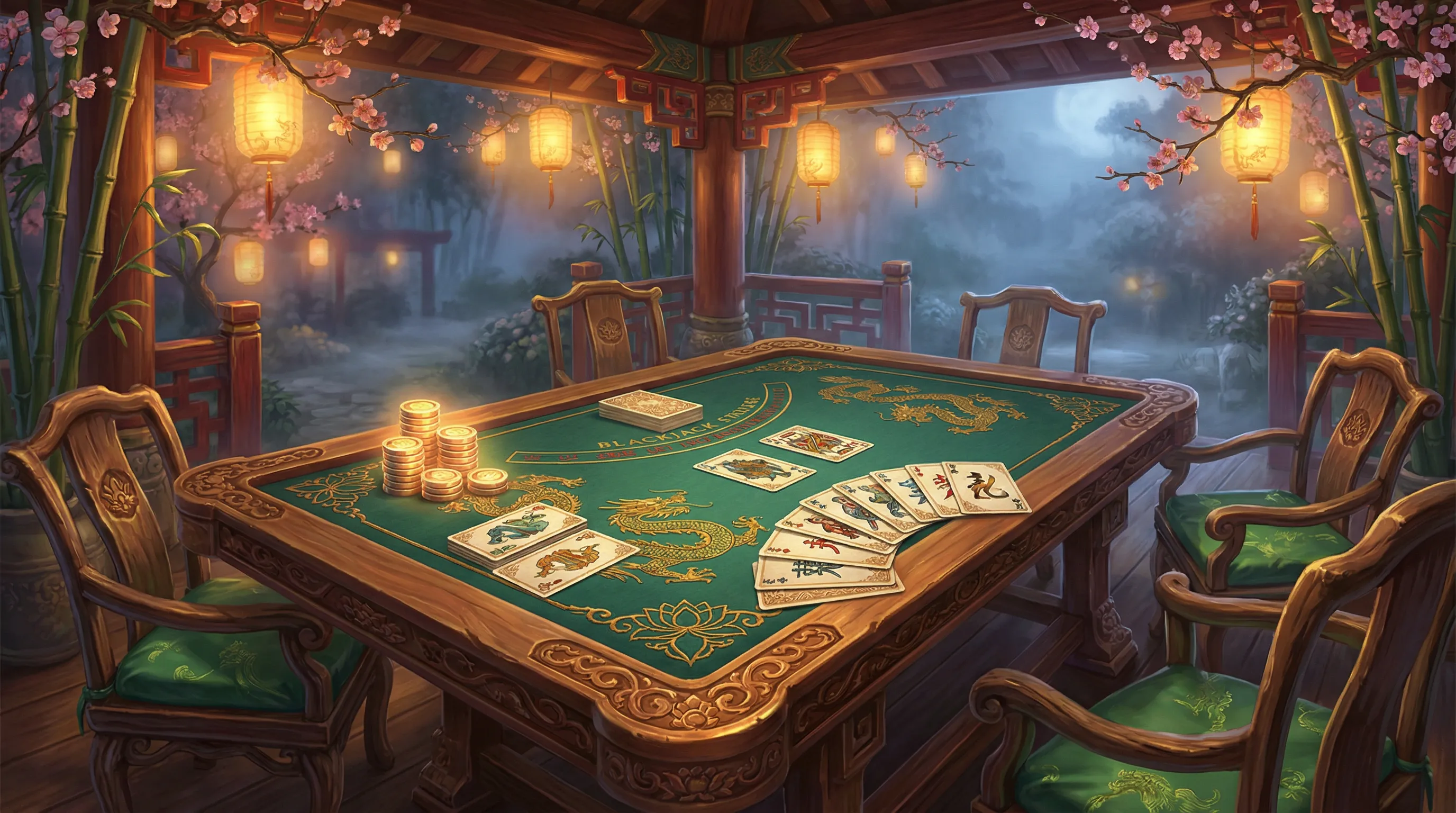 Mesa de blackjack 21 pontos no cassino ganheibet